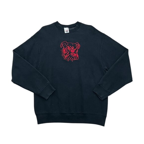 Men’s Vintage Fruit of the Loom sweatshirt BullDog Print black cotton 1990s - Picture 1 of 4